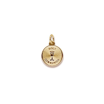 Keepsake Holy Communion Gifts - Rembrandt 14K Yellow Gold Holy Communion Charm (Small) – Engravable on back - Add to a bracelet or necklace - BEST SELLER