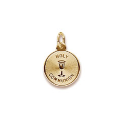 Keepsake Holy Communion Gifts - Rembrandt 14K Yellow Gold Holy Communion Charm (Small) – Engravable on back - Add to a bracelet or necklace - BEST SELLER/