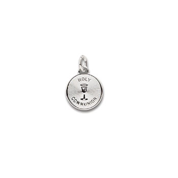 Keepsake Holy Communion Gifts - Rembrandt 14K White Gold Holy Communion Charm (Small) – Engravable on back - Add to a bracelet or necklace - BEST SELLER