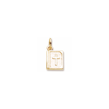 Rembrandt 14K Yellow Gold Bible Charm – Engravable on back - Add to a bracelet or necklace