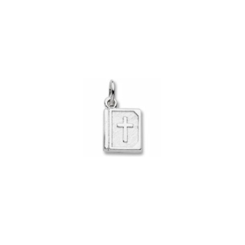 Rembrandt 14K White Gold Bible Charm – Engravable on back - Add to a bracelet or necklace