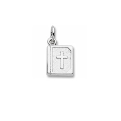 Rembrandt 14K White Gold Bible Charm – Engravable on back - Add to a bracelet or necklace/