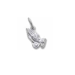 Rembrandt 14K White Gold Praying Hands Charm – Add to a bracelet or necklace/