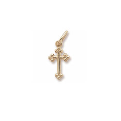 Rembrandt 10K Yellow Gold Heirloom Tiny Cross Charm – Add to a bracelet or necklace /