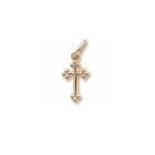 Rembrandt 10K Yellow Gold Heirloom Tiny Cross Charm – Add to a bracelet or necklace 