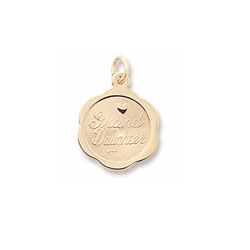 My Dear Grand Daughter - 14K Yellow Gold Rembrandt Charm – Engravable on back - Add to a bracelet or necklace/