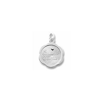 My Dear Grand Daughter - 14K White Gold Rembrandt Charm – Engravable on back - Add to a bracelet or necklace