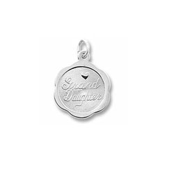 My Dear Grand Daughter - 14K White Gold Rembrandt Charm – Engravable on back - Add to a bracelet or necklace/