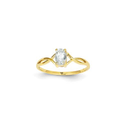 Girl's Birthstone Rings - 14K Yellow Gold Girls Genuine Aquamarine Birthstone Ring - Size 5 - Perfect for Grade School Girls, Tweens, or Teens/
