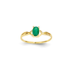 Girl's Birthstone Rings - 14K Yellow Gold Girls Genuine Emerald Birthstone Ring - Size 5 - Perfect for Grade School Girls, Tweens, or Teens/