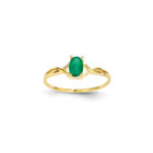 Girl's Birthstone Rings - 14K Yellow Gold Girls Genuine Emerald Birthstone Ring - Size 5 - Perfect for Grade School Girls, Tweens, or Teens