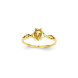 Girl's Birthstone Rings - 14K Yellow Gold Girls Genuine Citrine Birthstone Ring - Size 5 - Perfect for Grade School Girls, Tweens, or Teens/