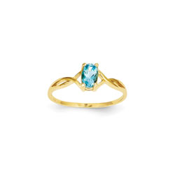 Girl's Birthstone Rings - 14K Yellow Gold Girls Genuine Blue Topaz Birthstone Ring - Size 5 - Perfect for Grade School Girls, Tweens, or Teens/
