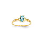 Girl's Birthstone Rings - 14K Yellow Gold Girls Genuine Blue Topaz Birthstone Ring - Size 5 - Perfect for Grade School Girls, Tweens, or Teens