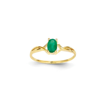Girl's Birthstone Rings - 14K Yellow Gold Girls Genuine Emerald Birthstone Ring - Size 5 1/2 - Perfect for Grade School Girls, Tweens, or Teens