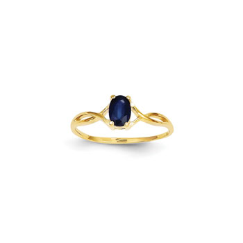Girl's Birthstone Rings - 14K Yellow Gold Girls Genuine Blue Sapphire Birthstone Ring - Size 5 1/2 - Perfect for Grade School Girls, Tweens, or Teens