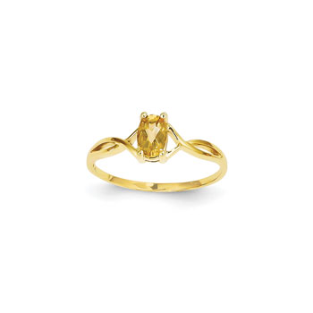 Girl's Birthstone Rings - 14K Yellow Gold Girls Genuine Citrine Birthstone Ring - Size 5 1/2 - Perfect for Grade School Girls, Tweens, or Teens