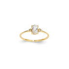 Girls Diamond Birthstone Ring - Genuine White Topaz Birthstone with Diamond Accents - 14K Yellow Gold - Size 5