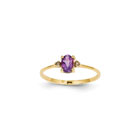 Girls Diamond Birthstone Ring - Genuine Amethyst Birthstone with Diamond Accents - 14K Yellow Gold - Size 6