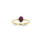 Girls Diamond Birthstone Ring - Genuine Rhodolite Garnet Birthstone with Diamond Accents - 14K Yellow Gold - Size 6