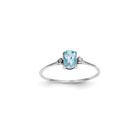 Girls Diamond Birthstone Ring - Genuine Blue Topaz Birthstone with Diamond Accents - 14K White Gold - Size 4