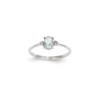 Girls Diamond Birthstone Ring - Genuine Aquamarine Birthstone with Diamond Accents - 14K White Gold - Size 5