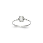 Girls Diamond Birthstone Ring - Genuine White Topaz Birthstone with Diamond Accents - 14K White Gold - Size 6