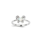 Girls Birthstone Butterfly Ring - Created Opal Birthstone - Sterling Silver Rhodium - Size 5