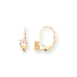 March Birthstone - Genuine Aquamarine 4mm Gemstone - 14K Yellow Gold Leverback Earrings/