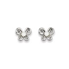 Girls Birthstone Butterfly Earrings - Freshwater Cultured Pearl Birthstone - Sterling Silver Rhodium - Push-back posts