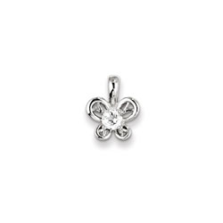 Girls Birthstone Butterfly Necklace - Genuine White Topaz Birthstone/