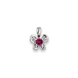 Girls Birthstone Butterfly Necklace - Created Ruby Birthstone/