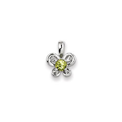 Girls Birthstone Butterfly Necklace - Genuine Peridot Birthstone/