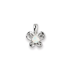 Girls Birthstone Butterfly Necklace - Created Opal Birthstone/