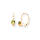 August Birthstone - Genuine Peridot 4mm Gemstone - 14K Yellow Gold Leverback Earrings