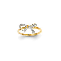 Princess Diamond Bow Ring - 14K Yellow Gold - Size 5/