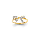 Princess Diamond Bow Ring - 14K Yellow Gold - Size 6