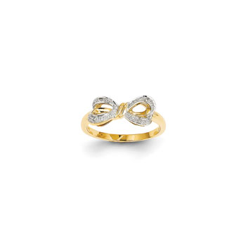 Princess Diamond Bow Ring - 14K Yellow Gold - Size 5