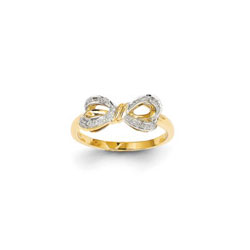 Princess Diamond Bow Ring - 14K Yellow Gold - Size 5 1/2/