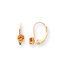 November Birthstone - Genuine Citrine 4mm Gemstone - 14K Yellow Gold Leverback Earrings