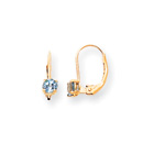 December Birthstone - Genuine Blue Topaz 4mm Gemstone - 14K Yellow Gold Leverback Earrings