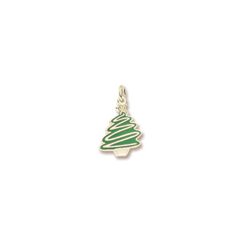 Rembrandt 10K Yellow Gold Christmas Tree Charm – Engravable on back - Add to a bracelet or necklace