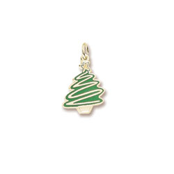 Rembrandt 10K Yellow Gold Christmas Tree Charm – Engravable on back - Add to a bracelet or necklace/
