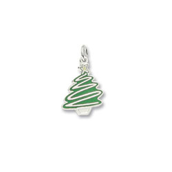 Rembrandt 14K White Gold Christmas Tree Charm – Engravable on back - Add to a bracelet or necklace/