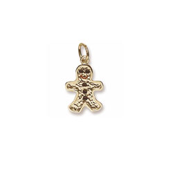 Rembrandt 10K Yellow Gold Gingerbread Man Charm – Engravable on back - Add to a bracelet or necklace/