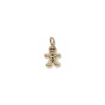 Rembrandt 14K Yellow Gold Gingerbread Man Charm – Engravable on back - Add to a bracelet or necklace