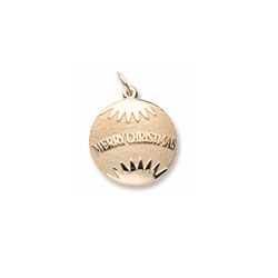 Rembrandt 14K Yellow Gold Christmas Ornament Charm – Engravable on back - Add to a bracelet or necklace/