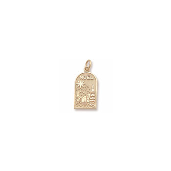 Rembrandt 10K Yellow Gold Christmas Noel Charm – Engravable on back - Add to a bracelet or necklace