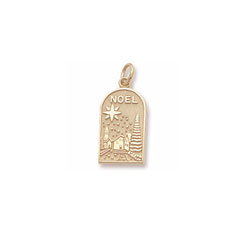 Rembrandt 10K Yellow Gold Christmas Noel Charm – Engravable on back - Add to a bracelet or necklace/