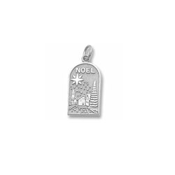 Rembrandt 14K White Gold Christmas Noel Charm – Engravable on back - Add to a bracelet or necklace/
